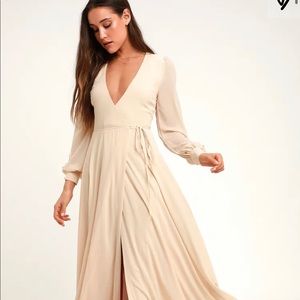 Long Sleeve Wrap Maxi Dress